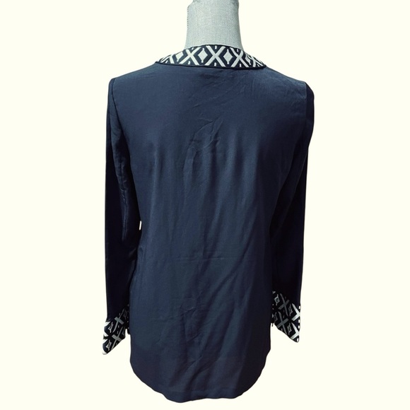 TORY BURCH NAVY EMBROIDERED TAPED TUNIC SIZE 2 - Picture 3 of 12